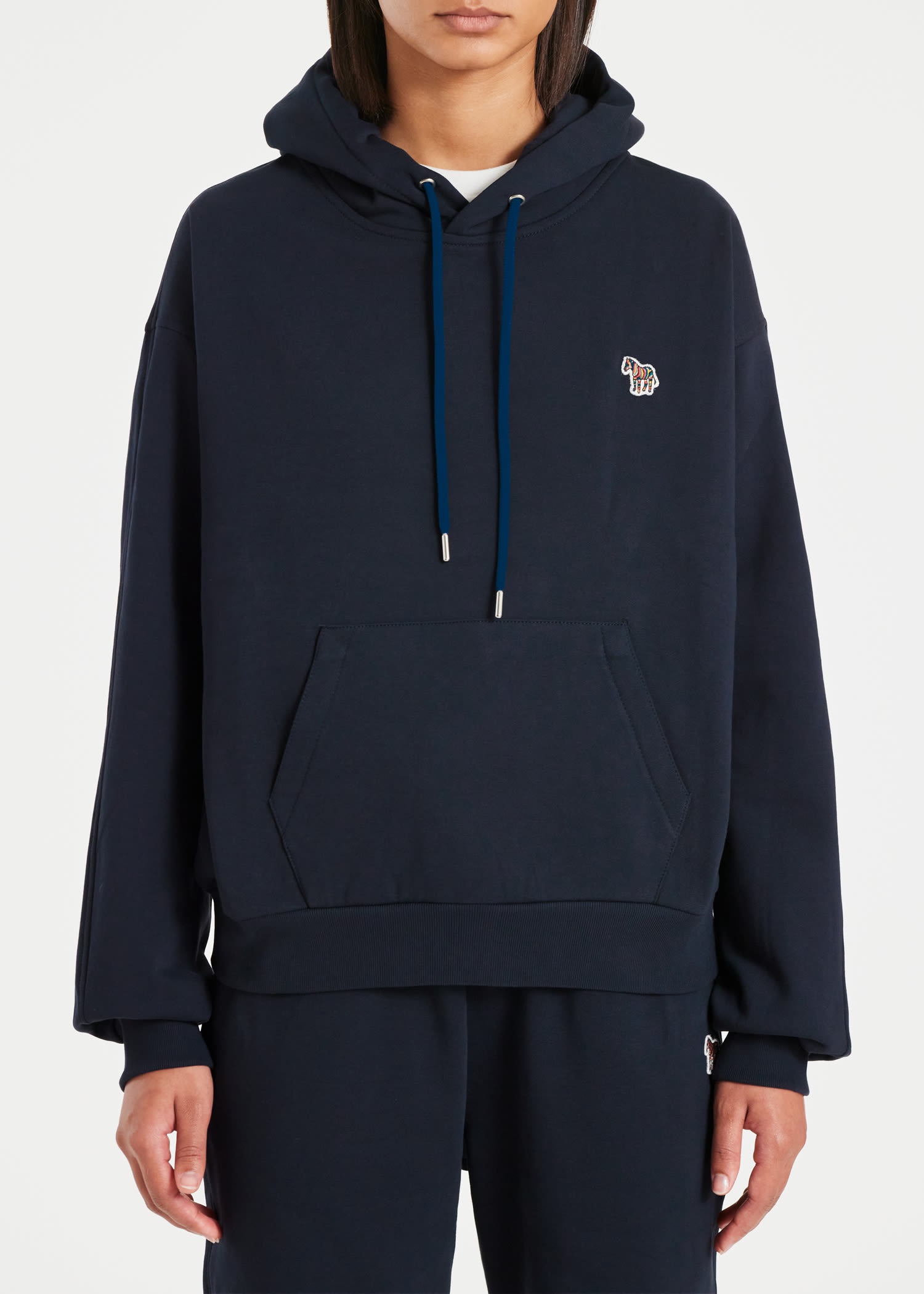 Navy Cotton Zebra Logo Hoodie - 3