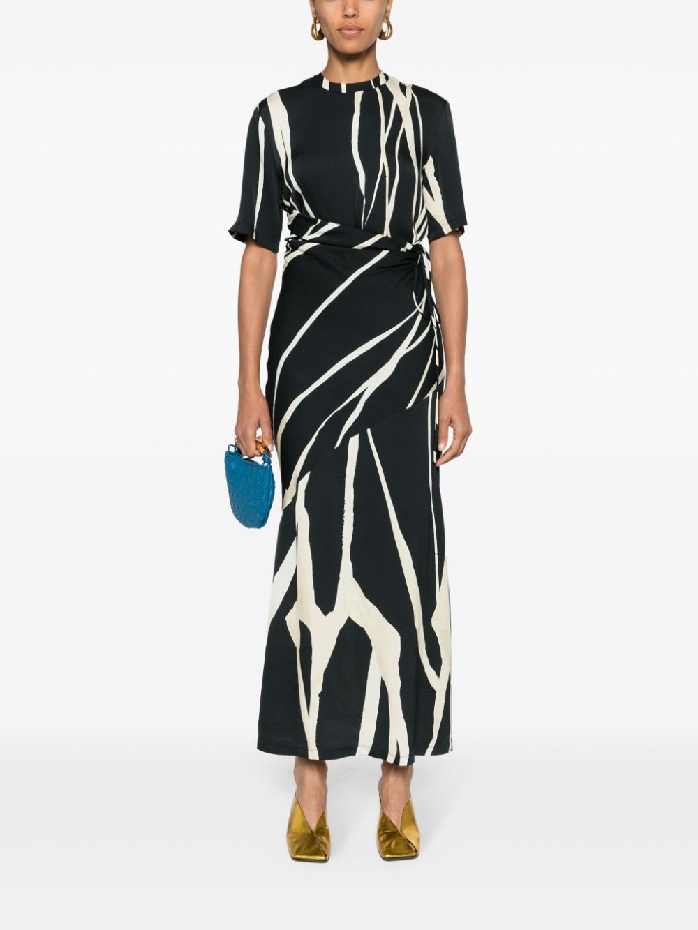 striped crepe midi dress - 2