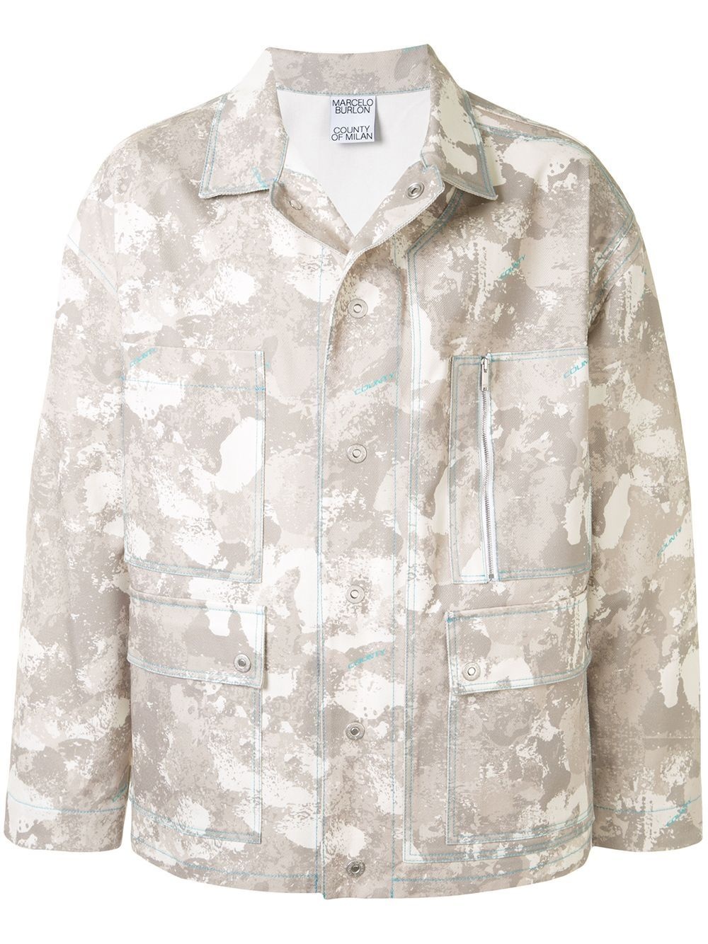 camouflage print military jacket - 1