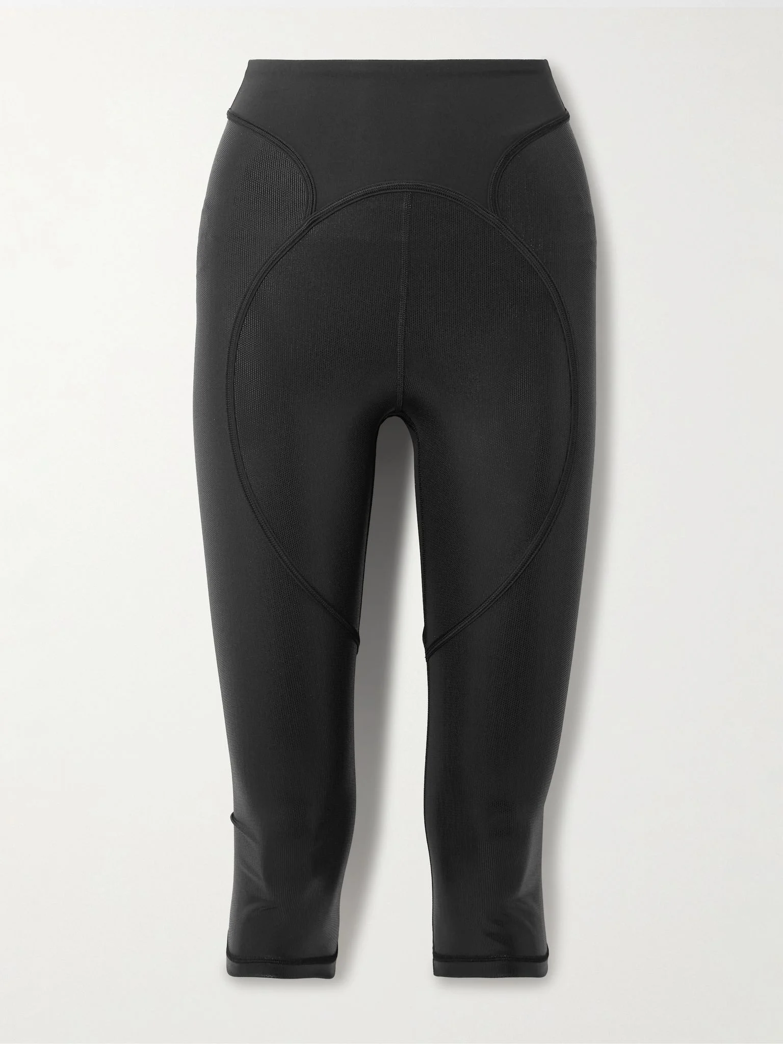 Cropped paneled metallic recycled leggings Black - 1