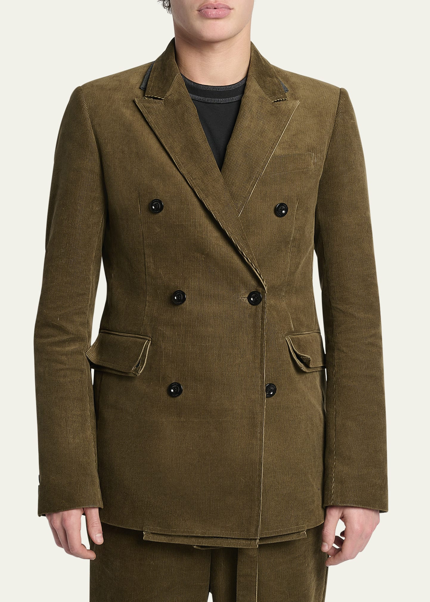 Men's Corduroy Double-Breasted Jacket - 4