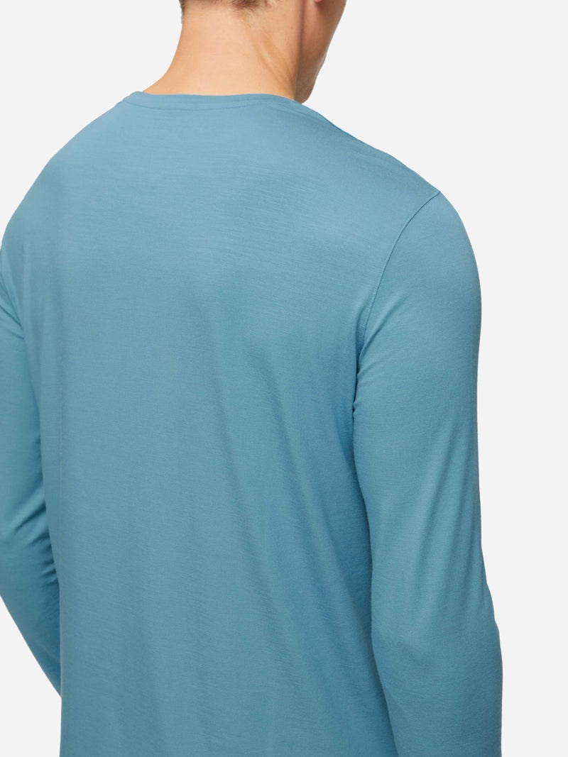 Men's Long Sleeve T-Shirt Basel Micro Modal Stretch Harbour Blue - 6