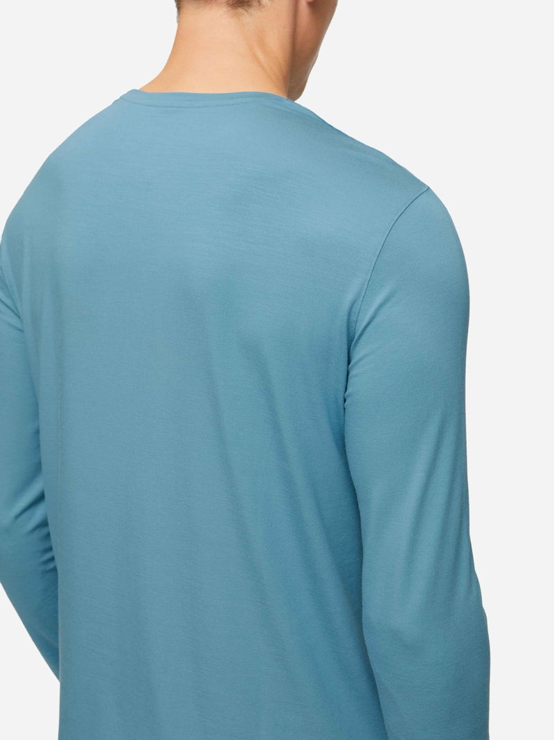 Men's Long Sleeve T-Shirt Basel Micro Modal Stretch Harbour Blue 6