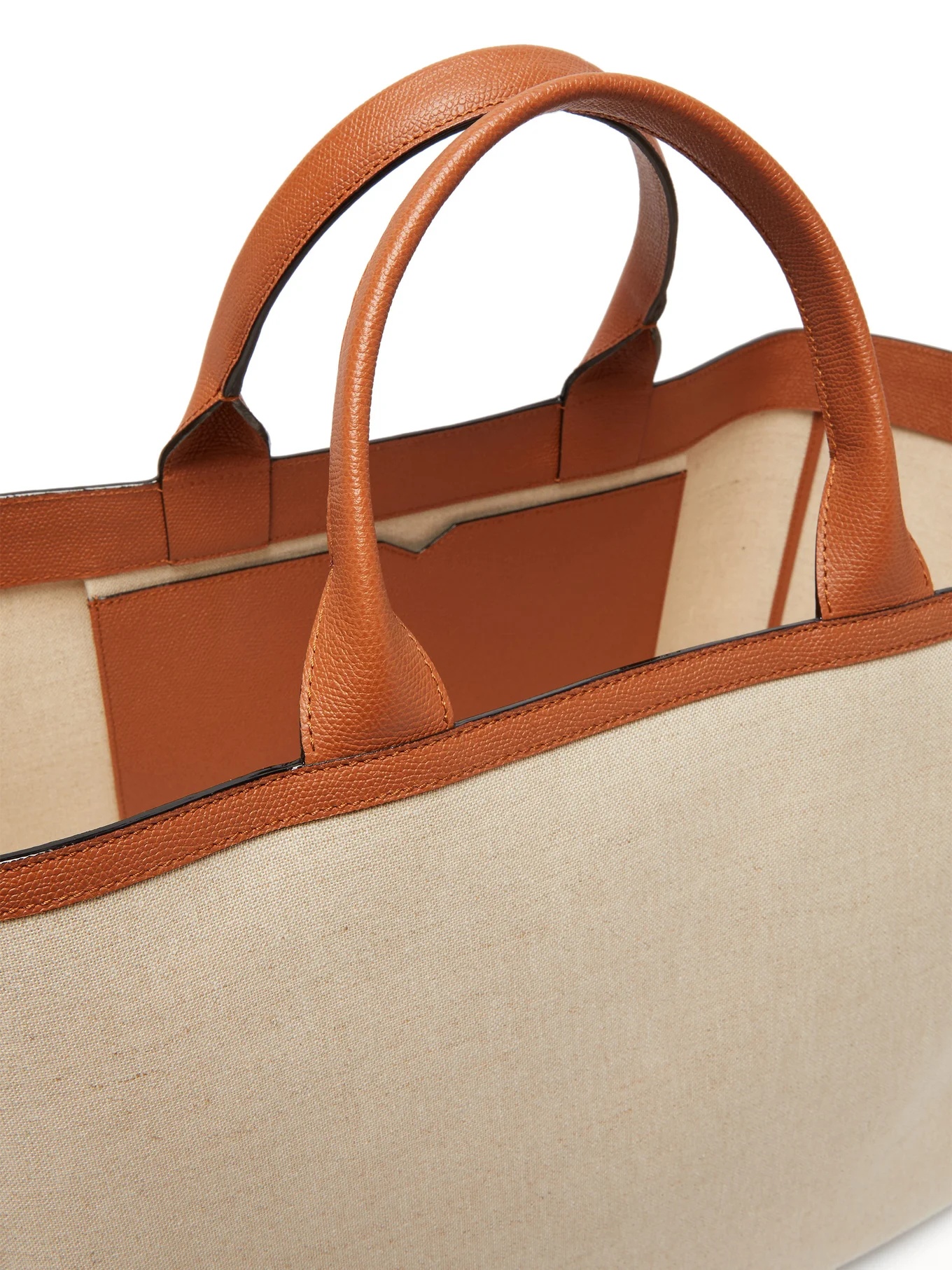 Shopping large canvas and leather tote bag - 4