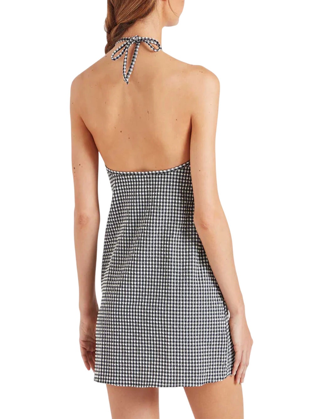 Mini Dress In Seersucker Check, Black Check - 3