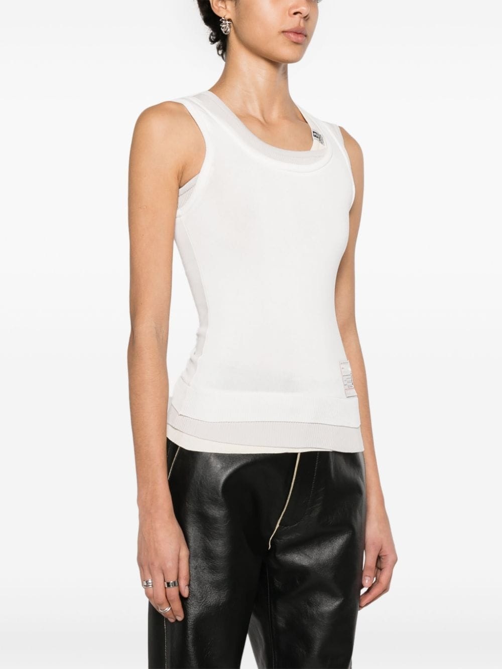 logo-patch layered tank top - 3