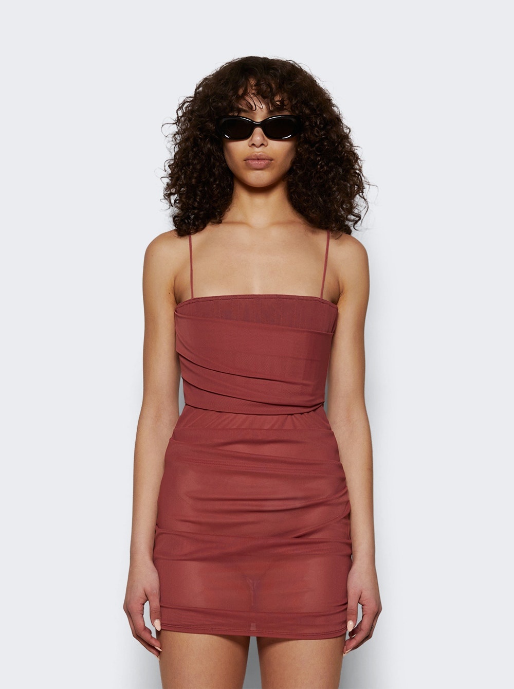Tucked Corset Mini Dress Cognac - 2