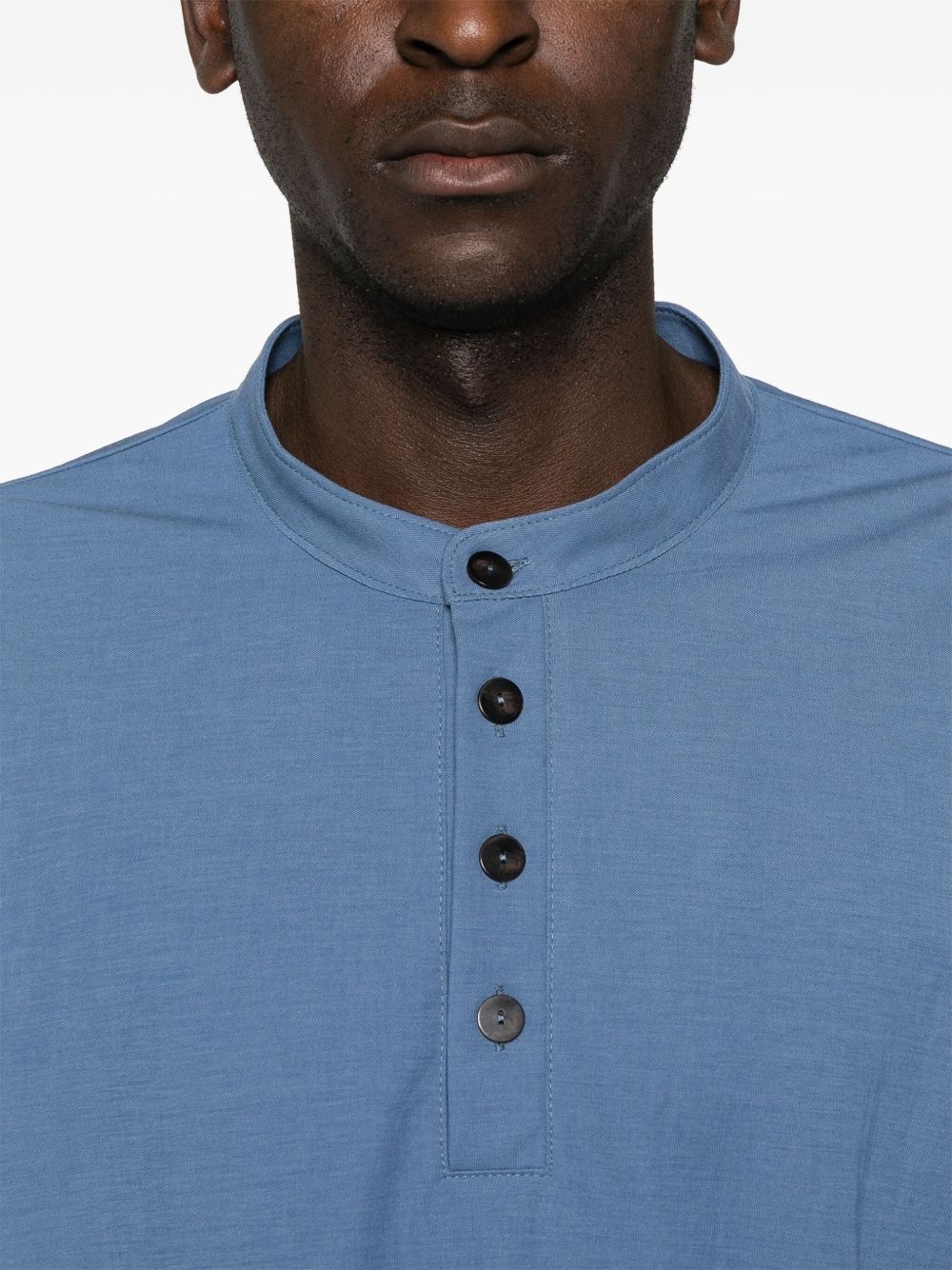 band-collar polo shirt - 5