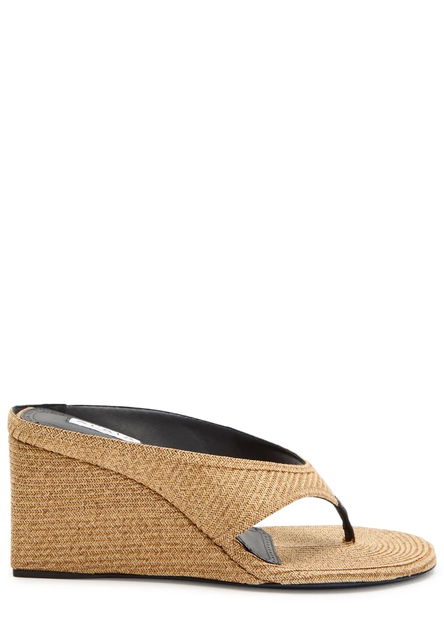 Alaïa Cube 75 Raffia Thong Wedge Mules - 1
