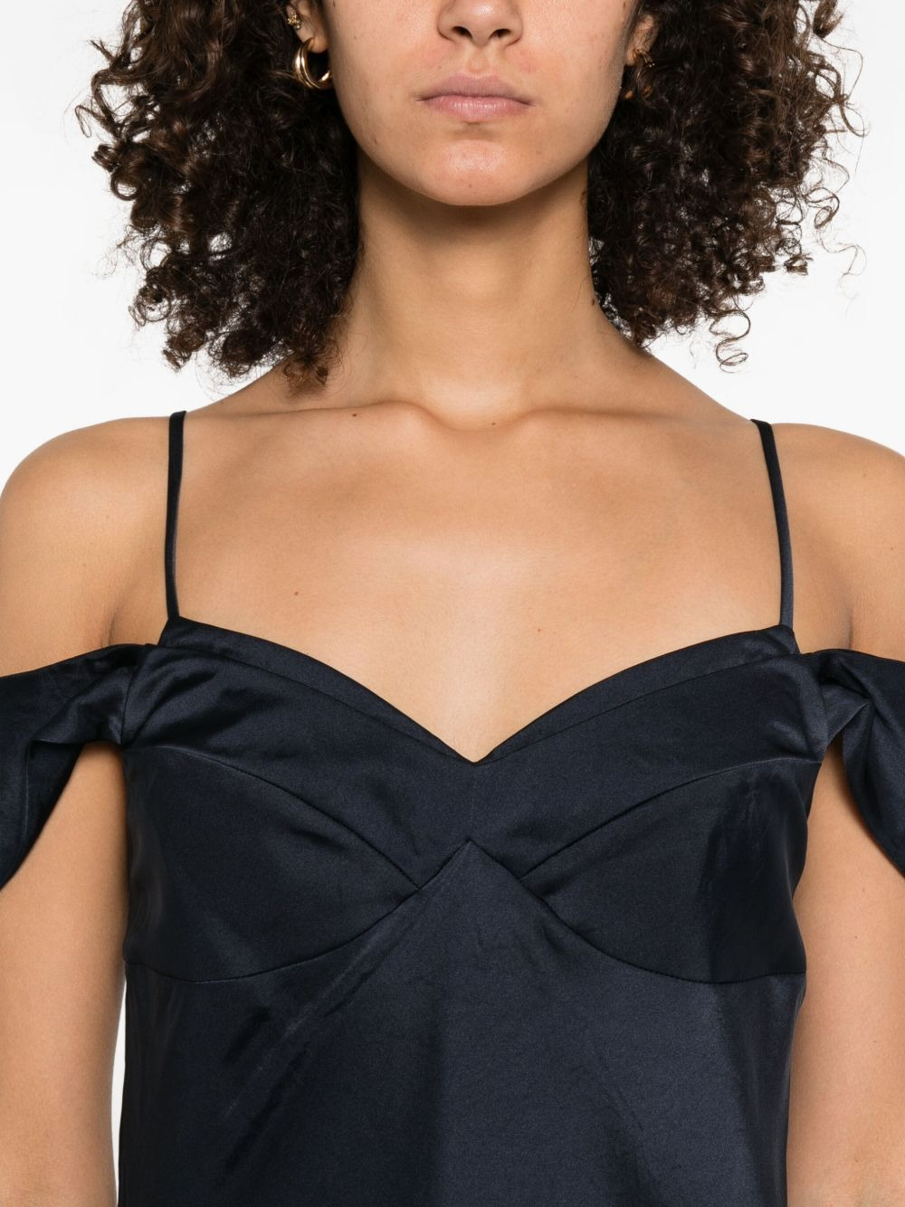 off-shoulder draped mini dress - 5
