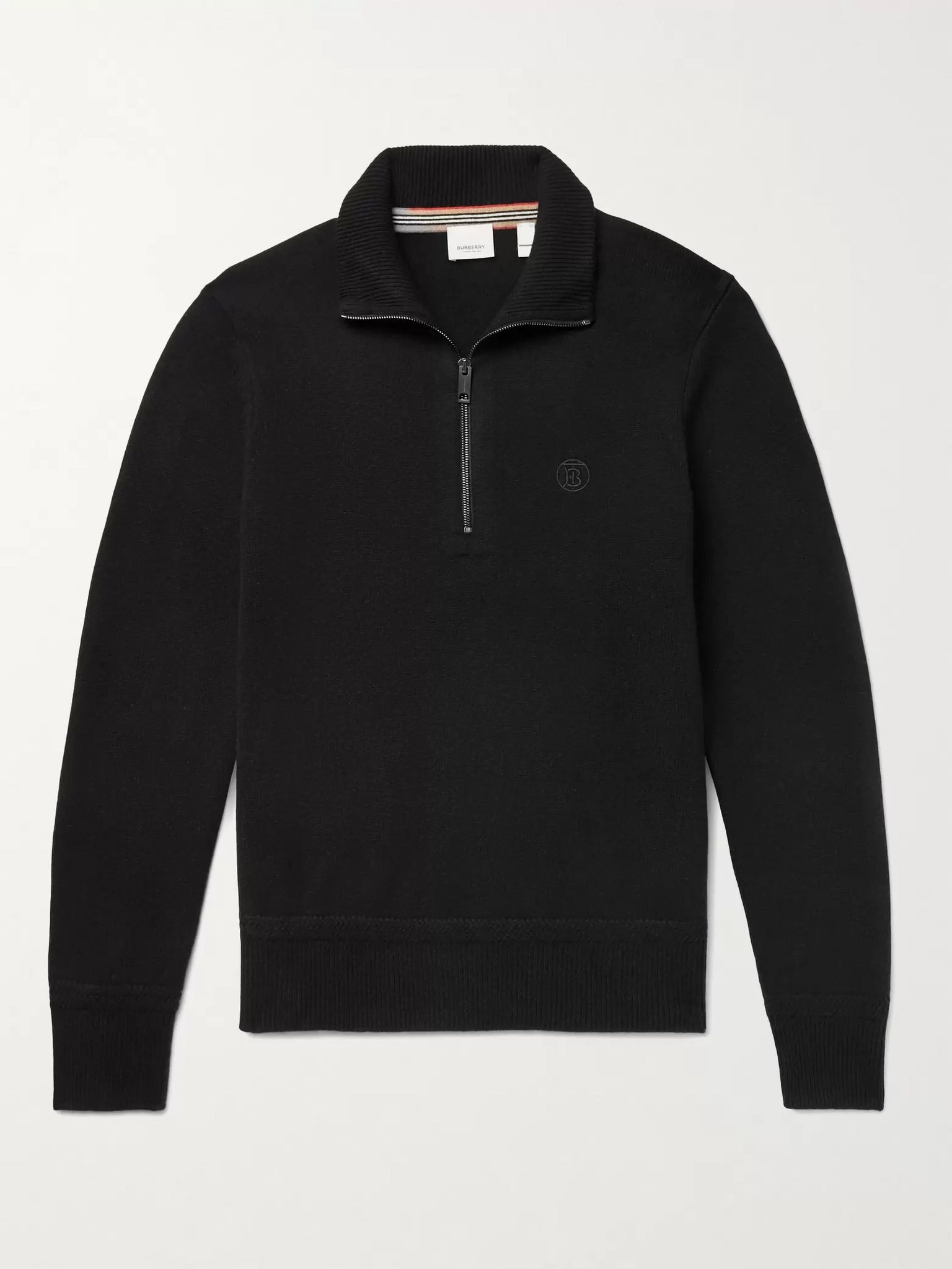 Logo-Embroidered Cashmere Half-Zip Sweater - 1