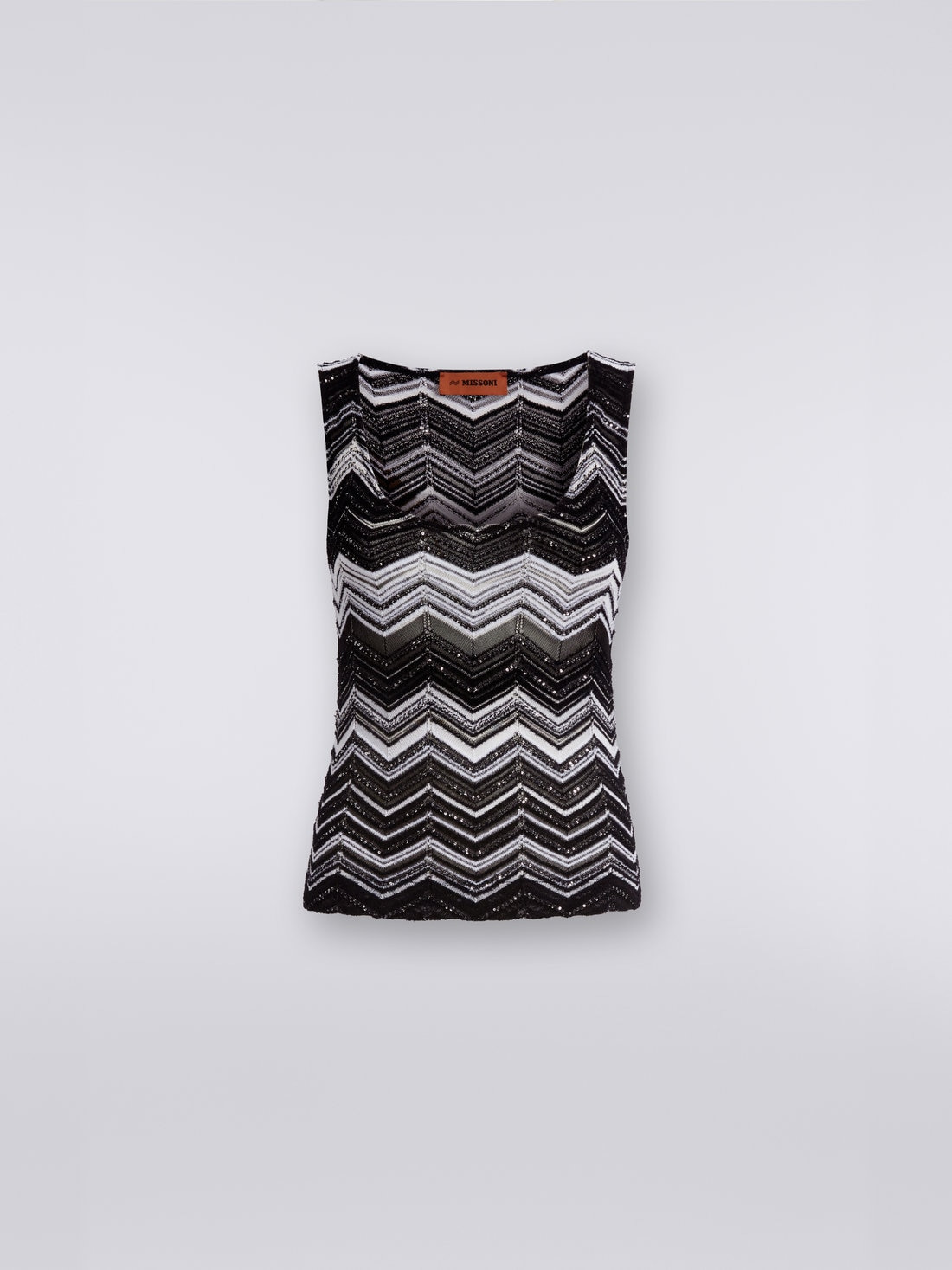 Viscose chevron tank top with sequins - 1