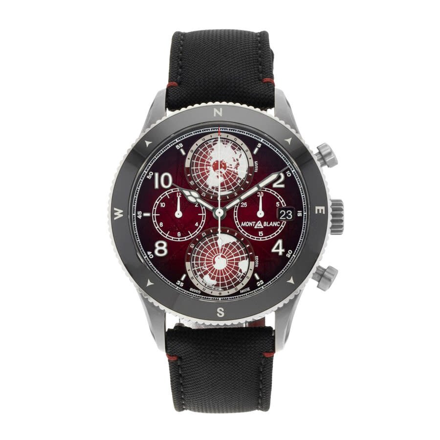 Pre-owned Montblanc 1858 Chronograph Automatic Red Dial Men's Watch 132303 - 2