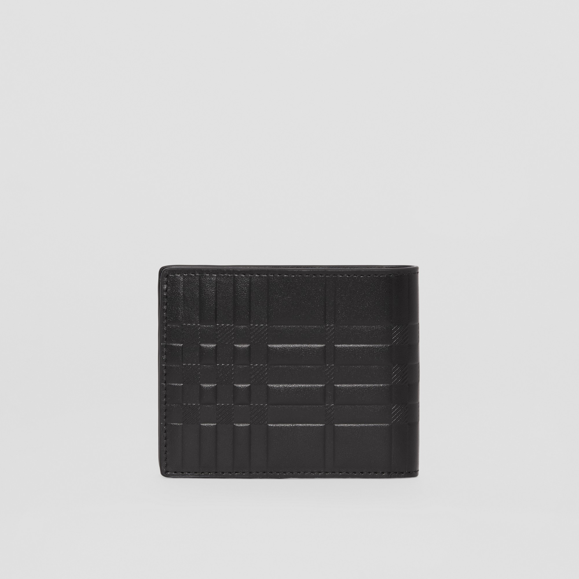 Embossed Check Leather Slim Bifold Wallet - 5