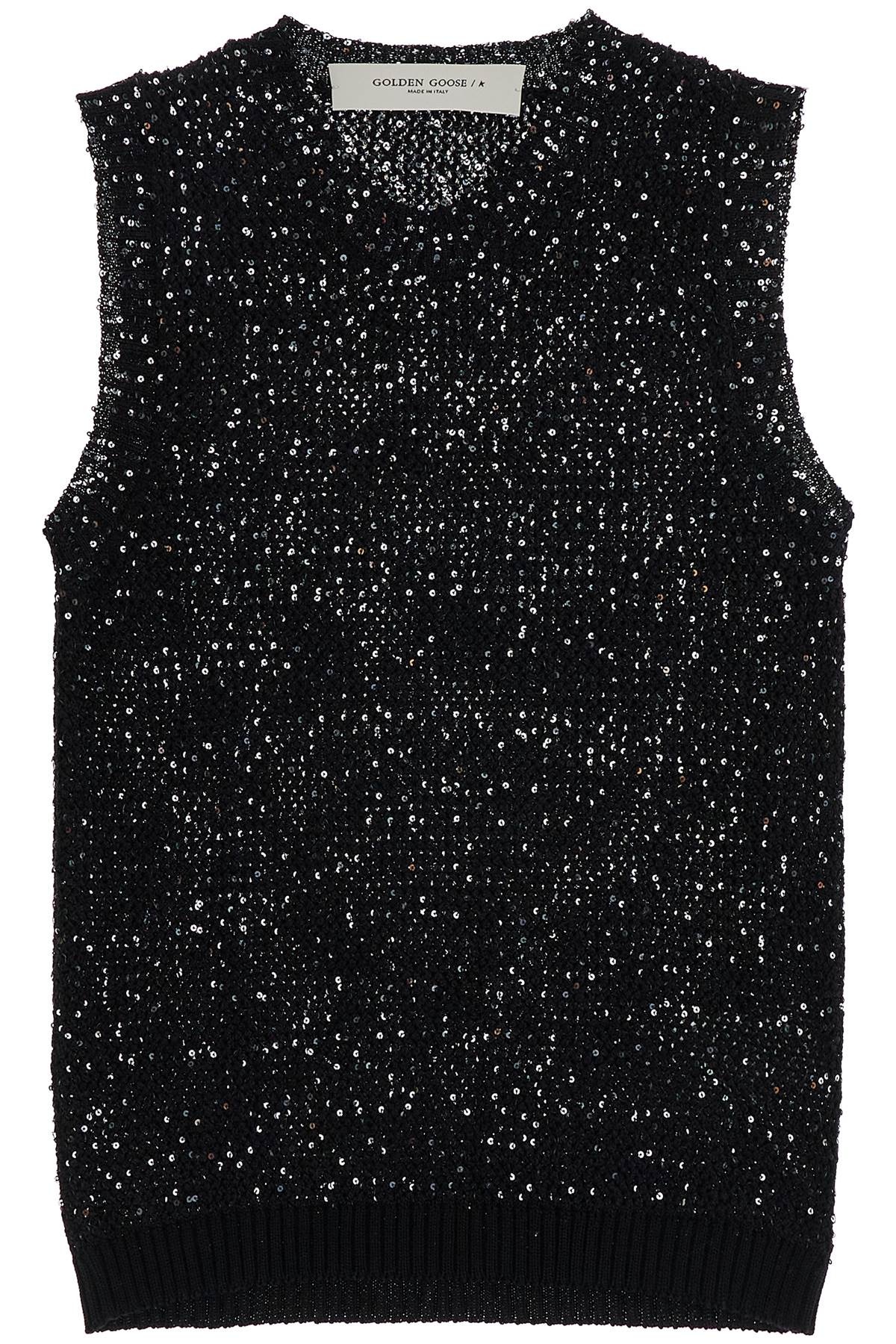 KNITTED VEST WITH SEQUINS EMBELL - 1