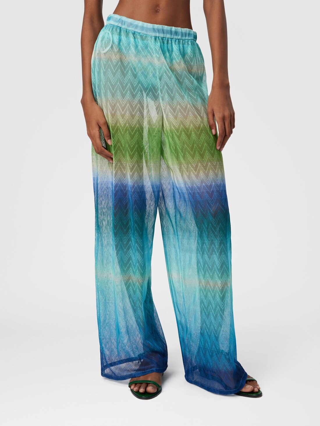 Straight Pants with Faded Striped Pattern - 4