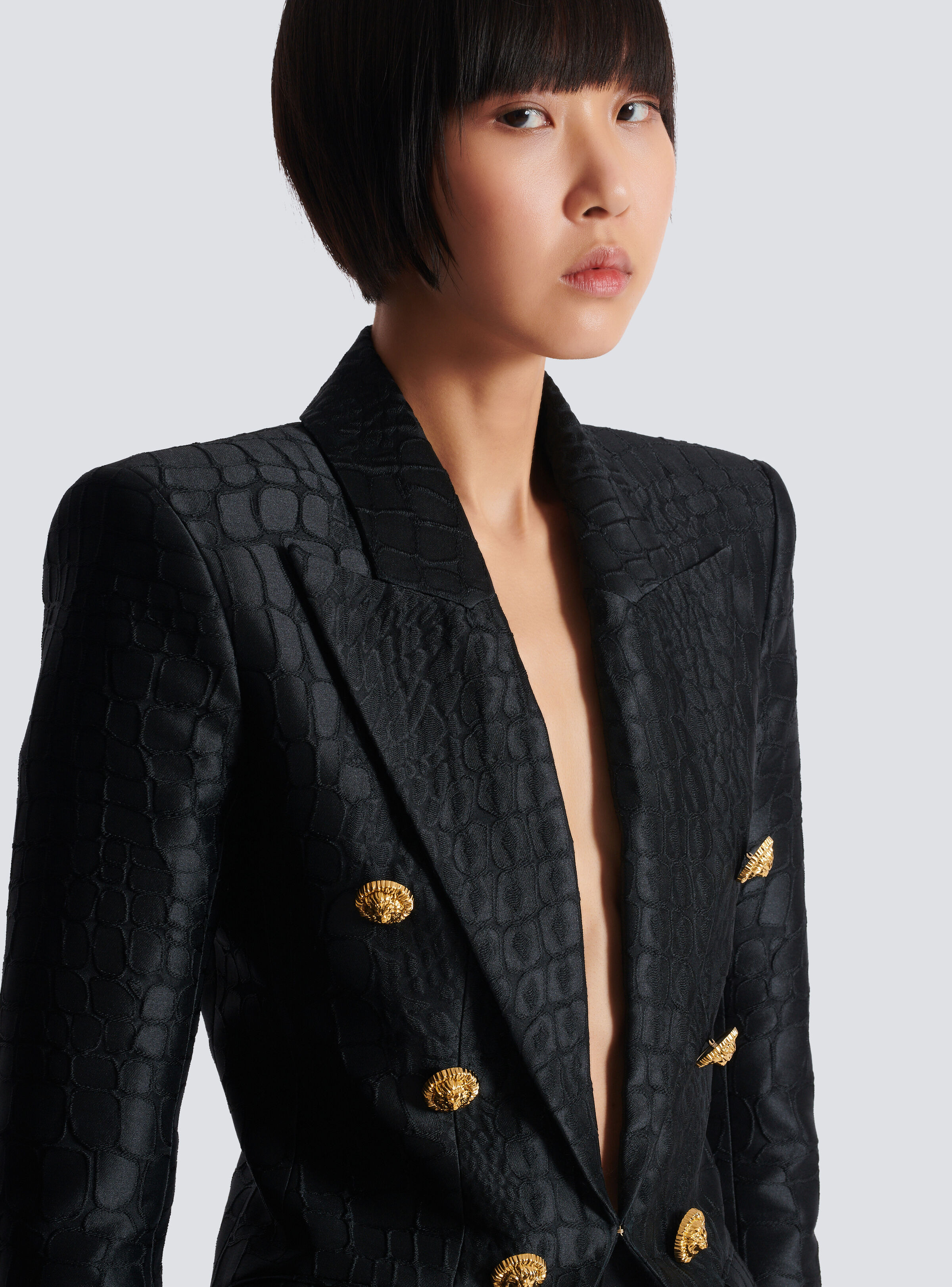 6-button jacket in crocodile jacquard - 7