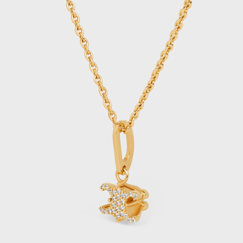 CELINE Triomphe Solitaire Sparkle Necklace in Strass and Brass with Gold Finish outlook