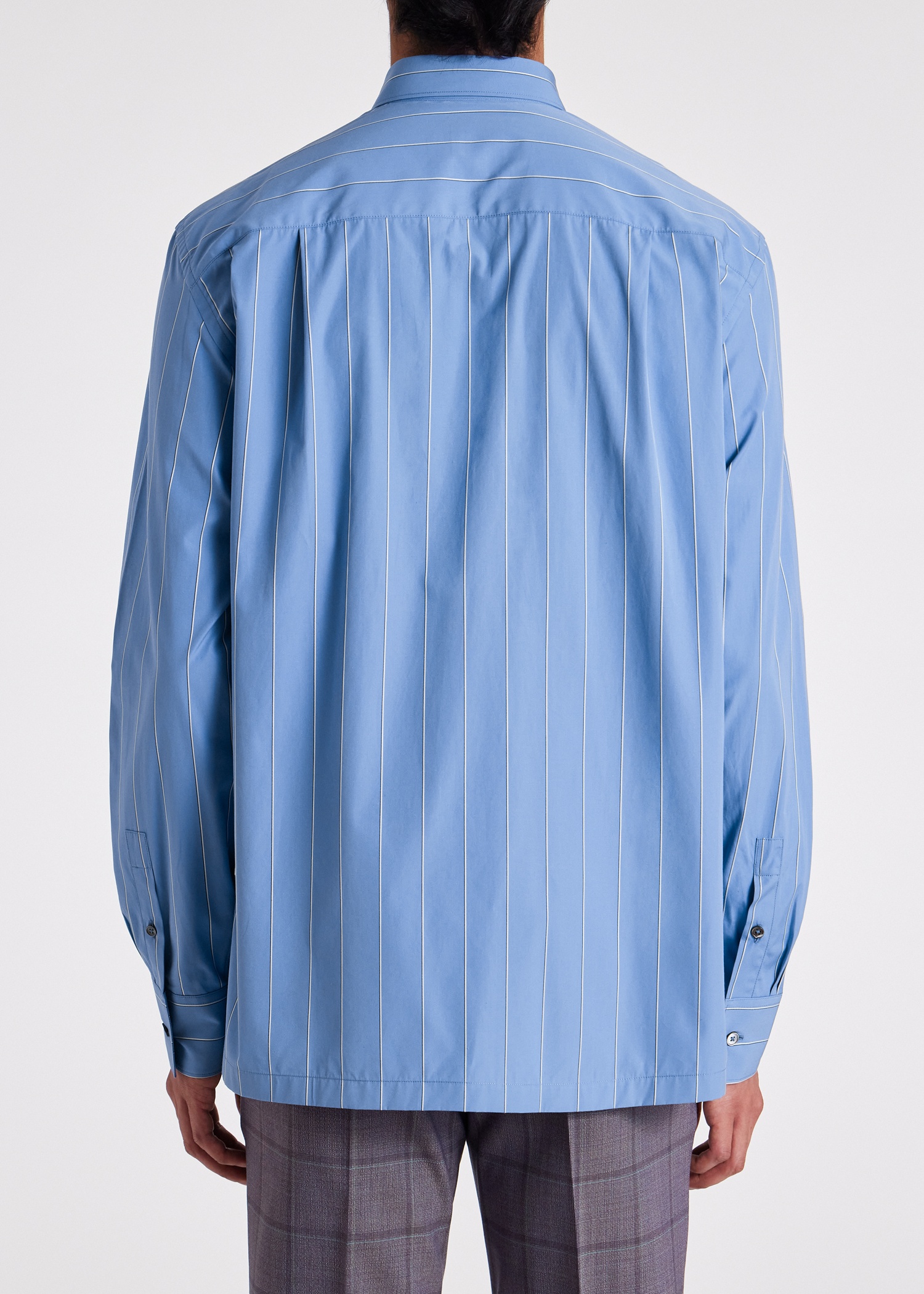 Blue Oversized Poplin Stripe Shirt - 5