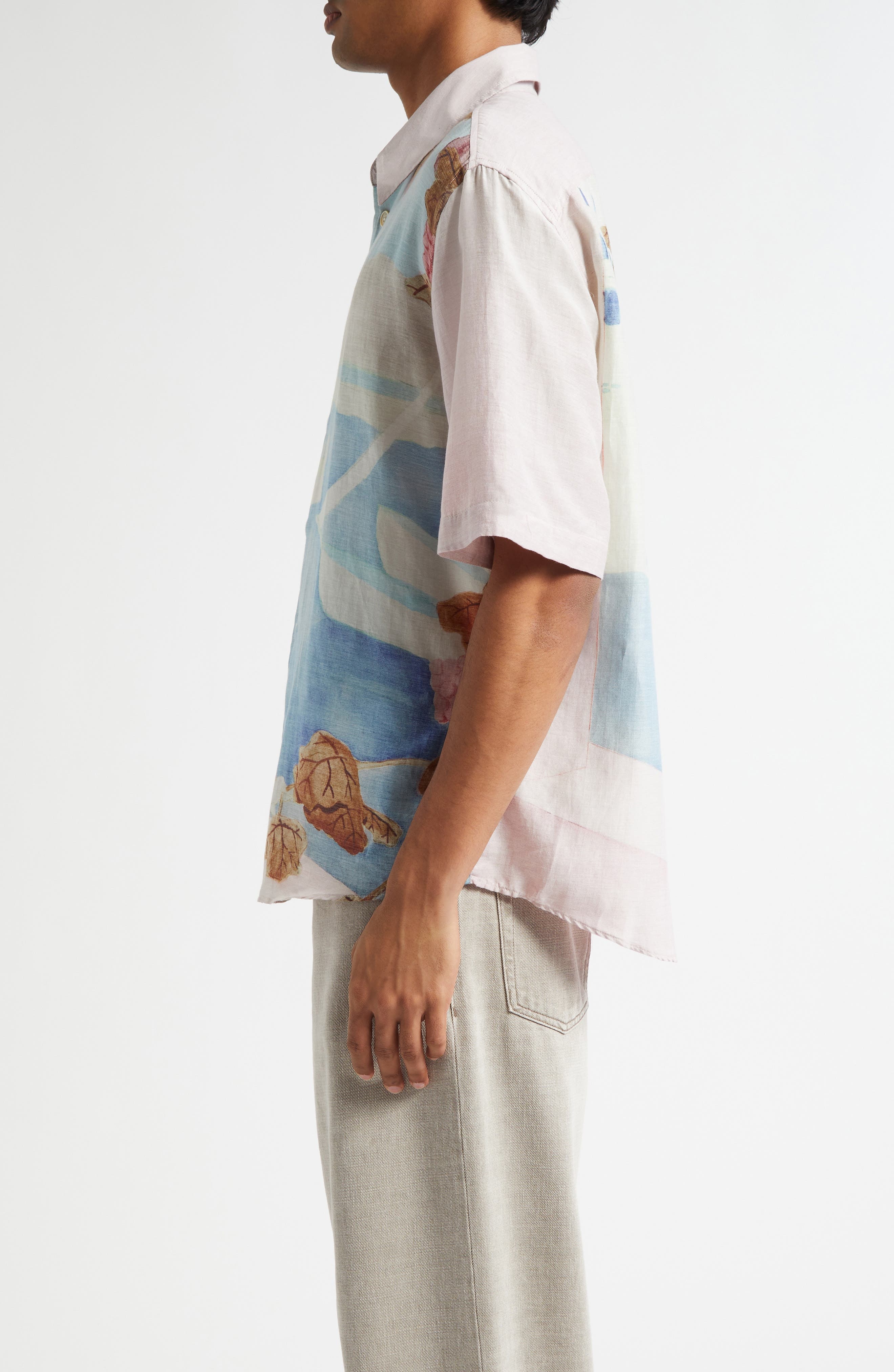 OUR LEGACY Beyond Cotton & Silk Button-Up Shirt in Marina Vista Print Cotton Silk at Nordstrom - 4