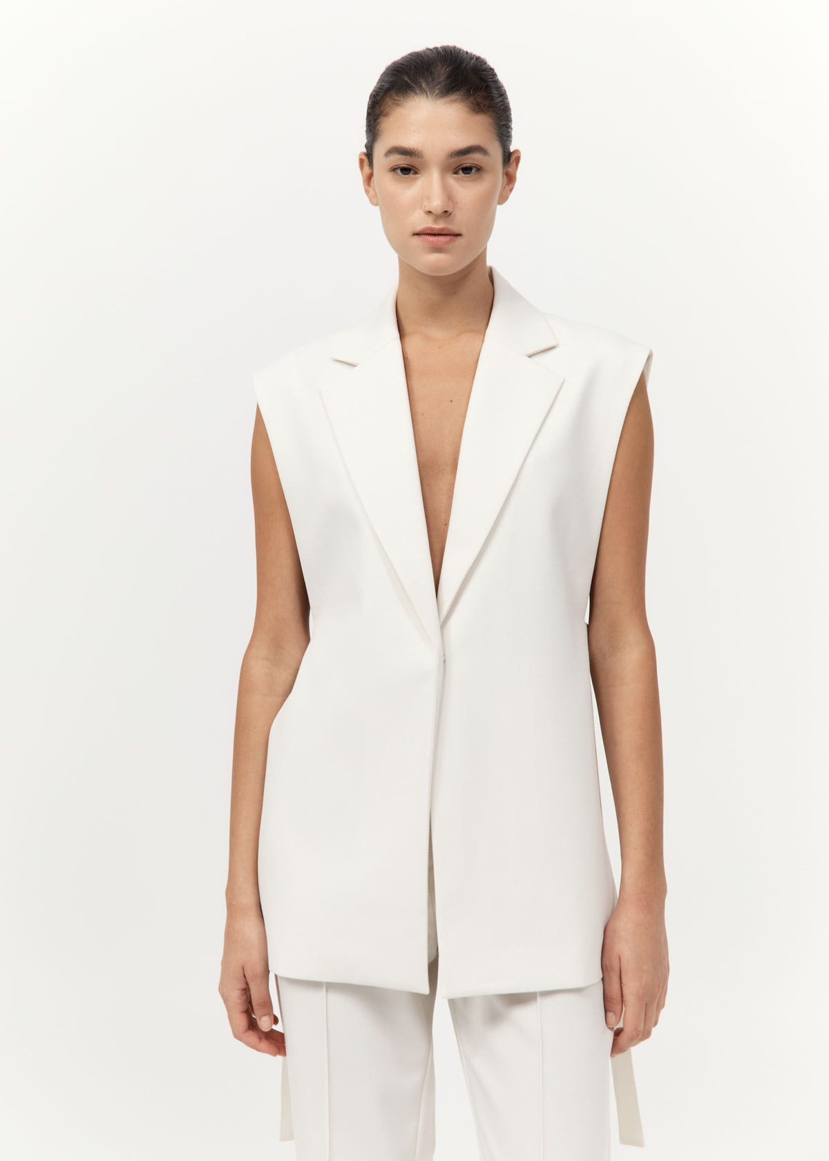 Relaxed Side Tie Vest - Off White - 4