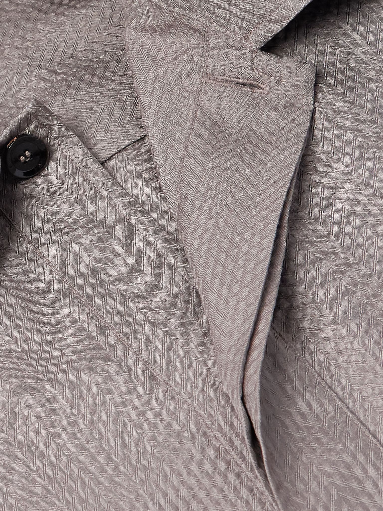 Herringbone Silk-Seersucker Overshirt Gray - 5