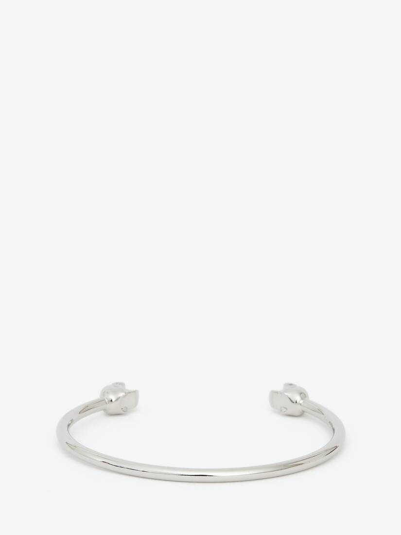 Thin Twin Skull Bracelet in Antique Silver - 2
