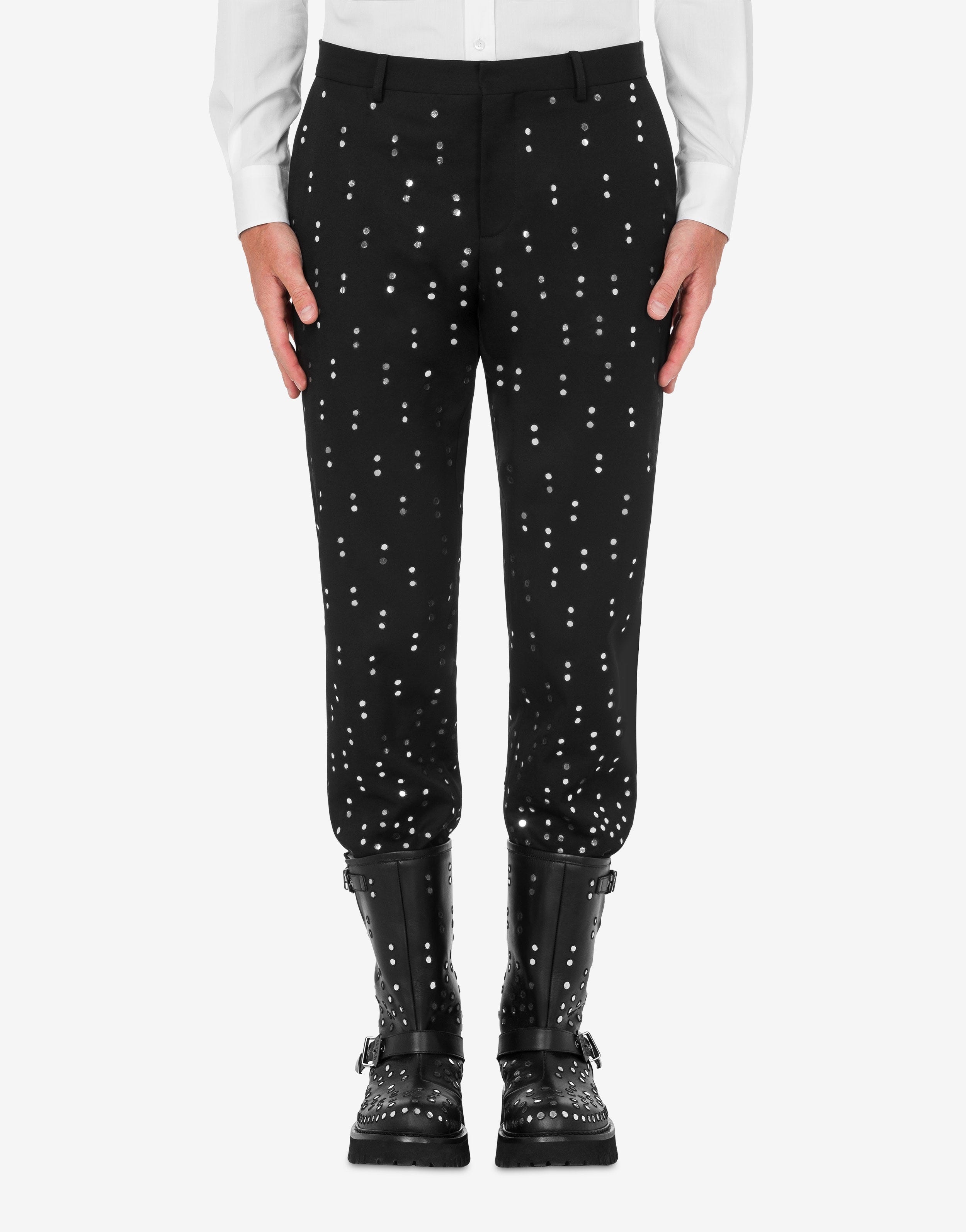 EMBROIDERED MIRRORS GABARDINE TROUSERS - 2