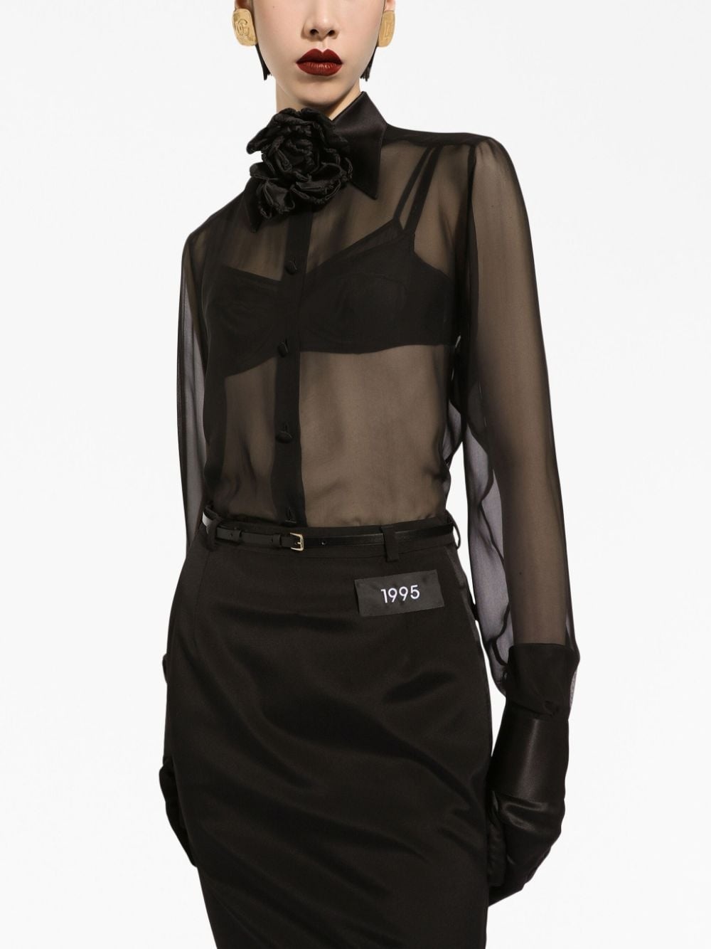 semi-sheer mesh shirt - 5