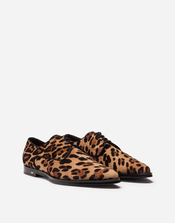 Leopard-print pony hair derby shoes - 2