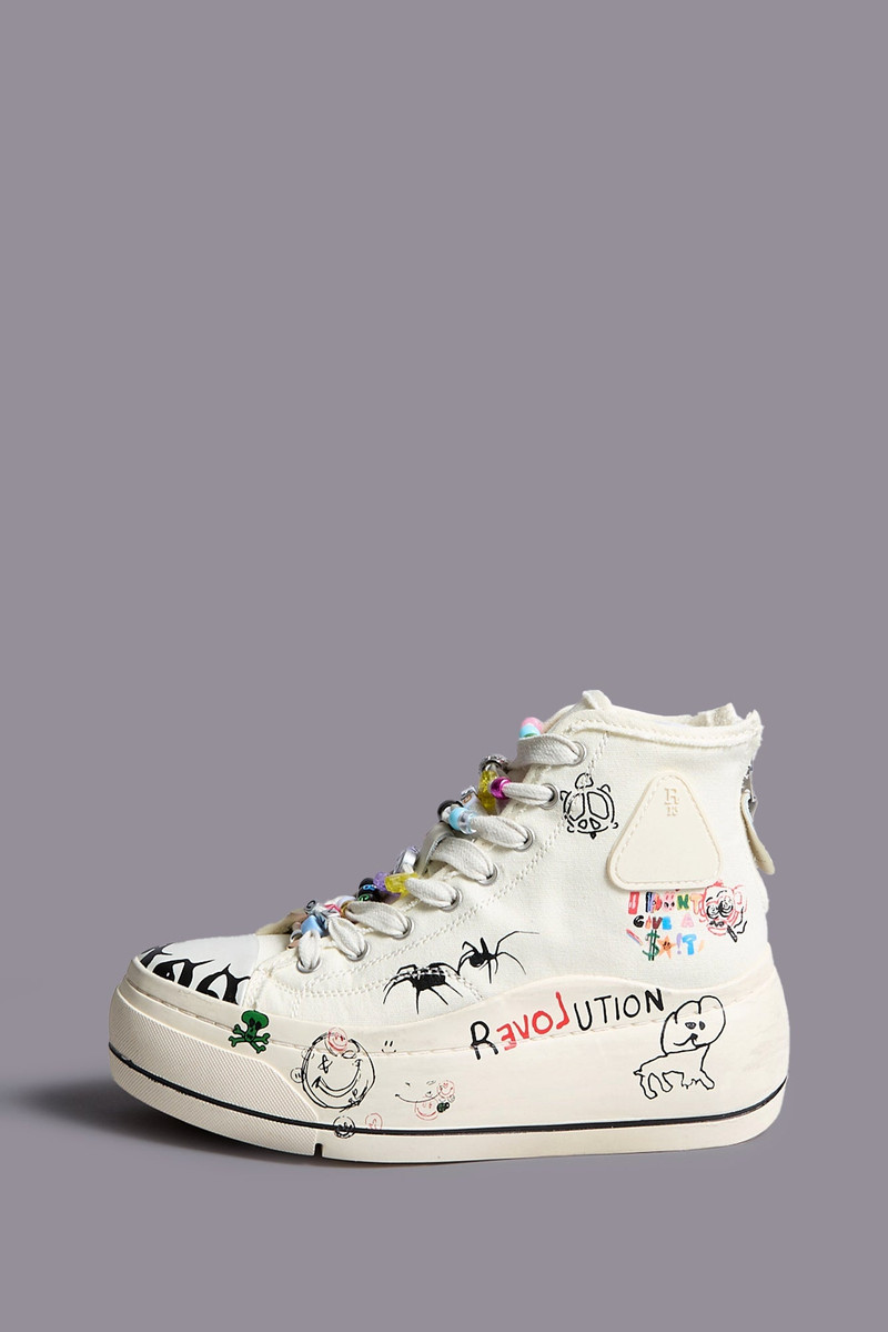 KURT HIGH TOP SNEAKER - ECRU W/ SCRIBBLES - R13 5