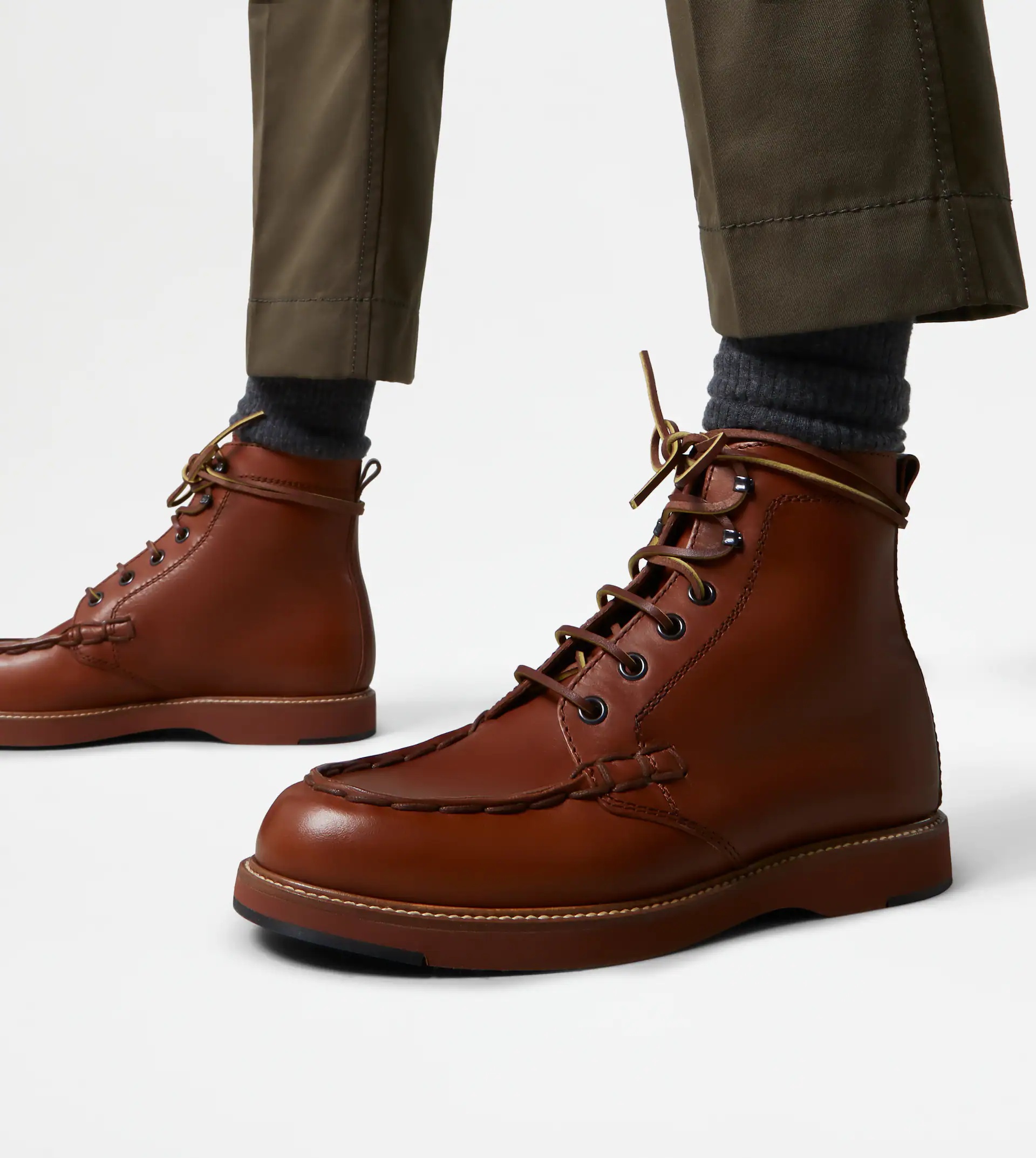 ANKLE BOOTS IN LEATHER - BROWN - 2