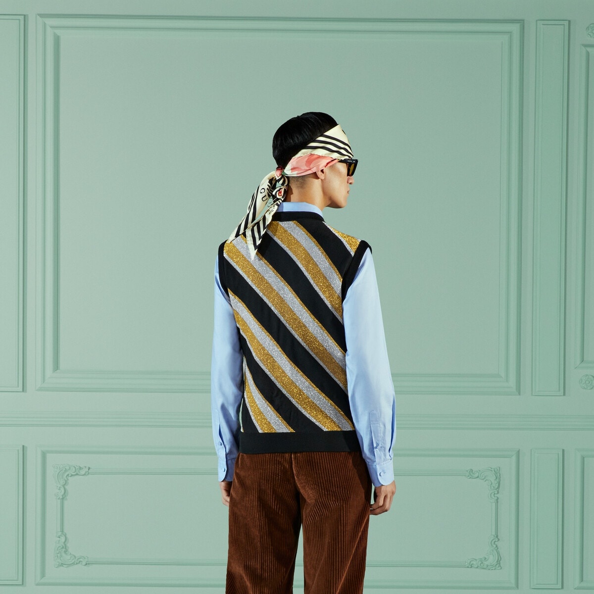 Striped intarsia knit vest - 8