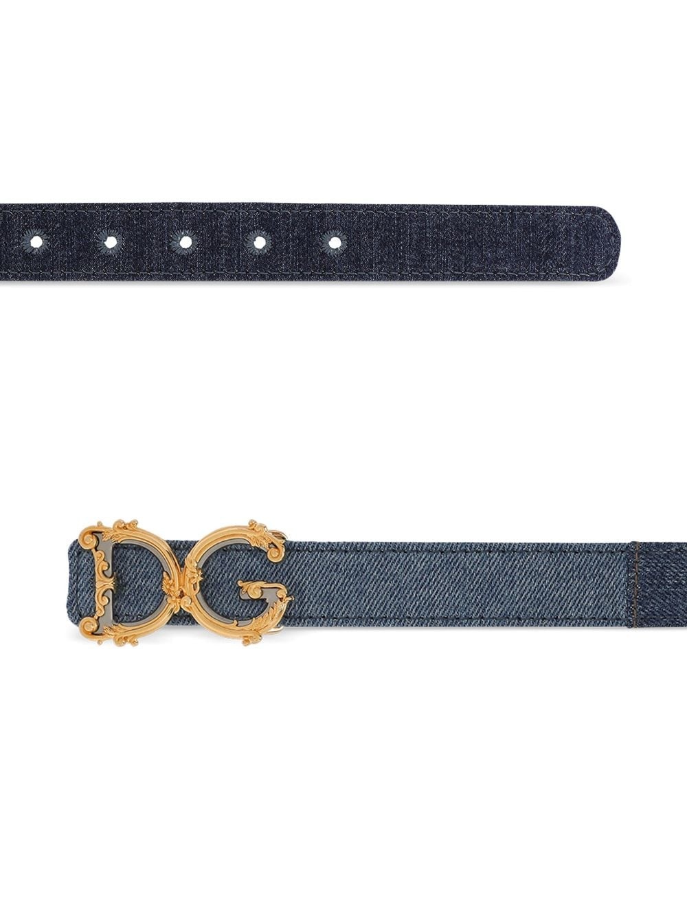 logo-plaque denim belt - 2