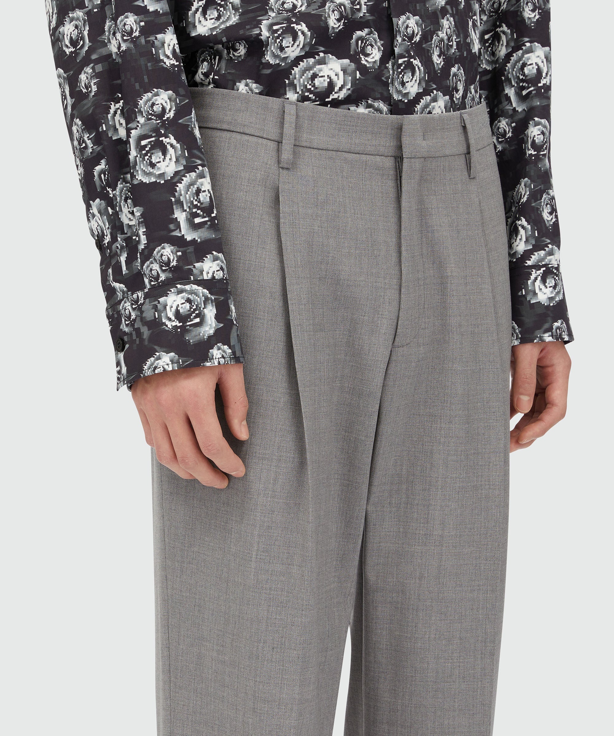 Grey virgin wool pants with pleats - 5