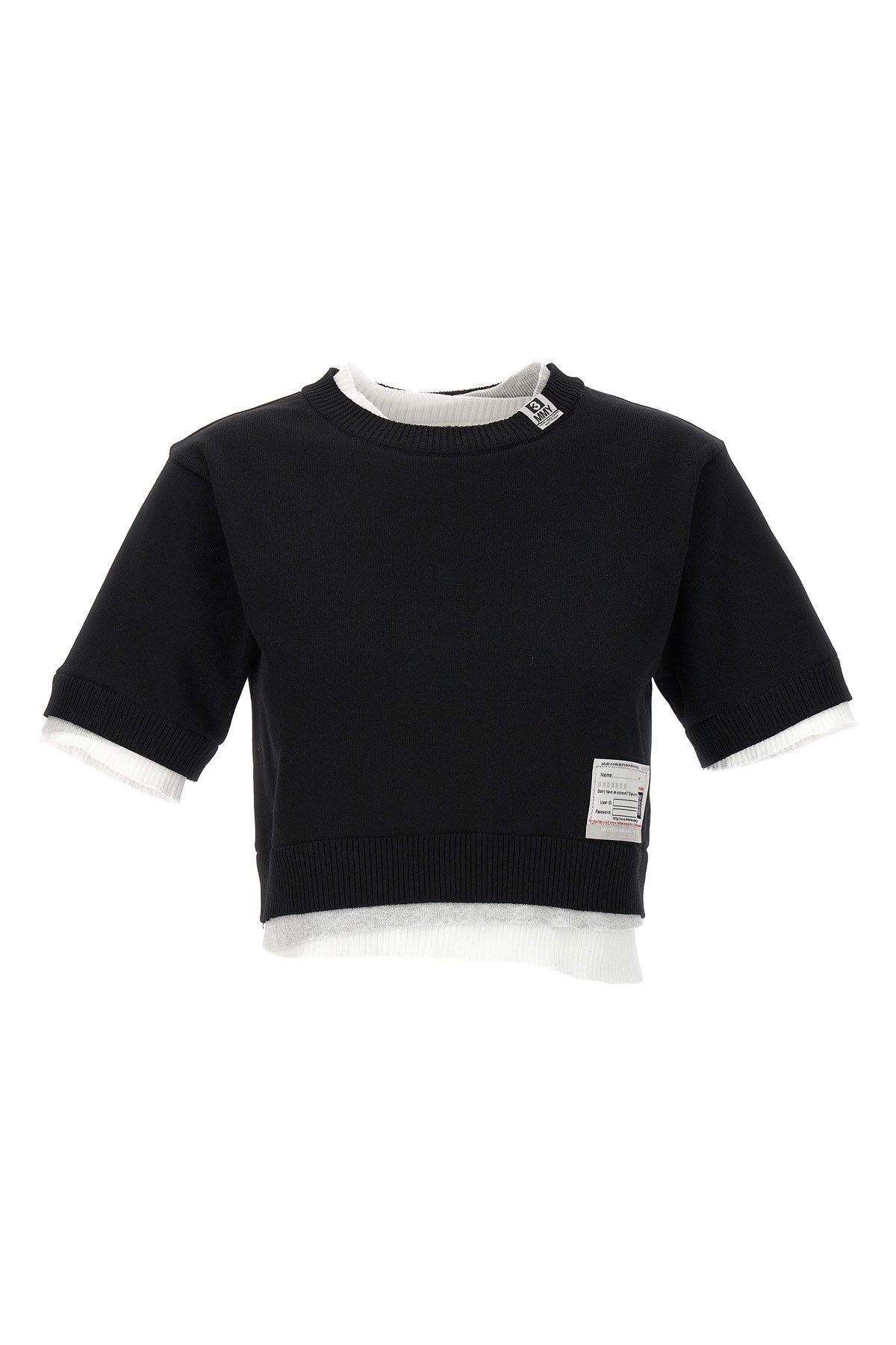 Contrast insert cropped sweater - 1