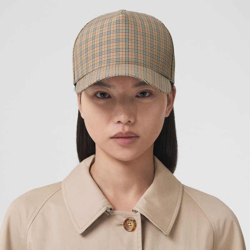 Microcheck Cotton Blend Cap 3