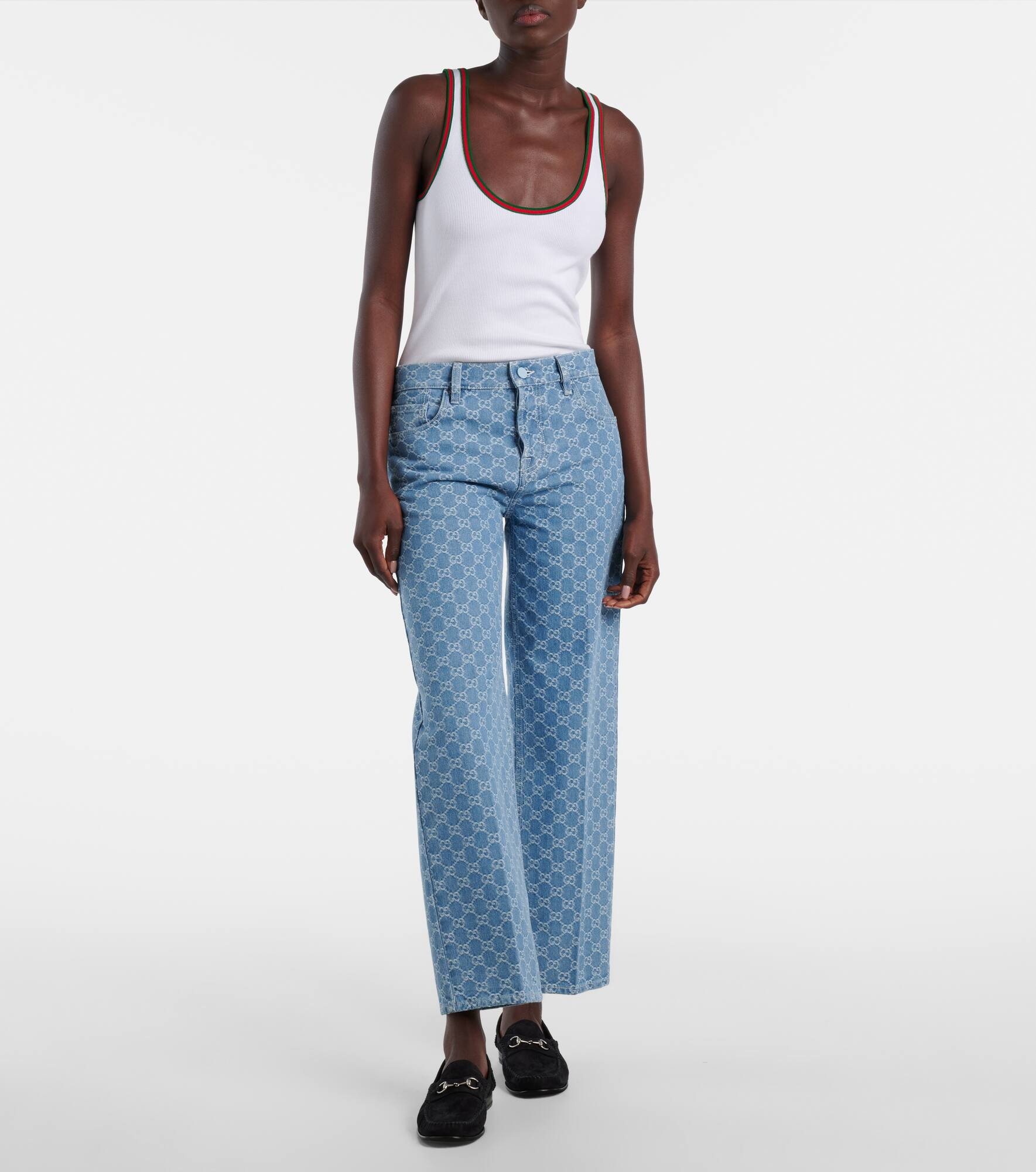 GG jacquard straight jeans - 7