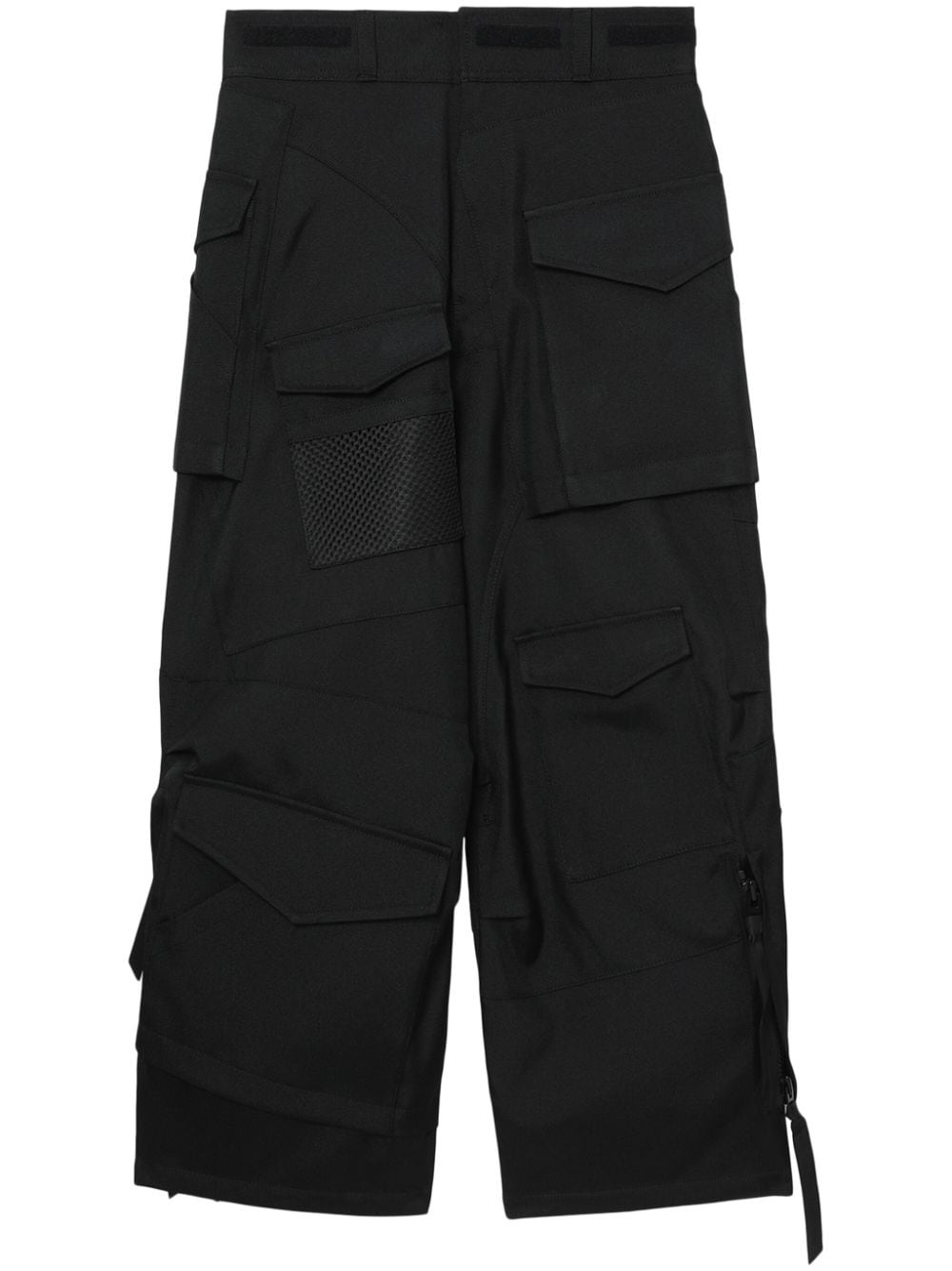 strap-detail asymmetric cargo trousers - 1