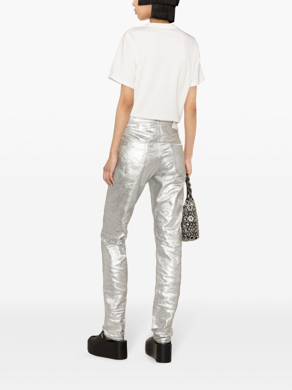 sequined-logo cotton T-shirt - 4