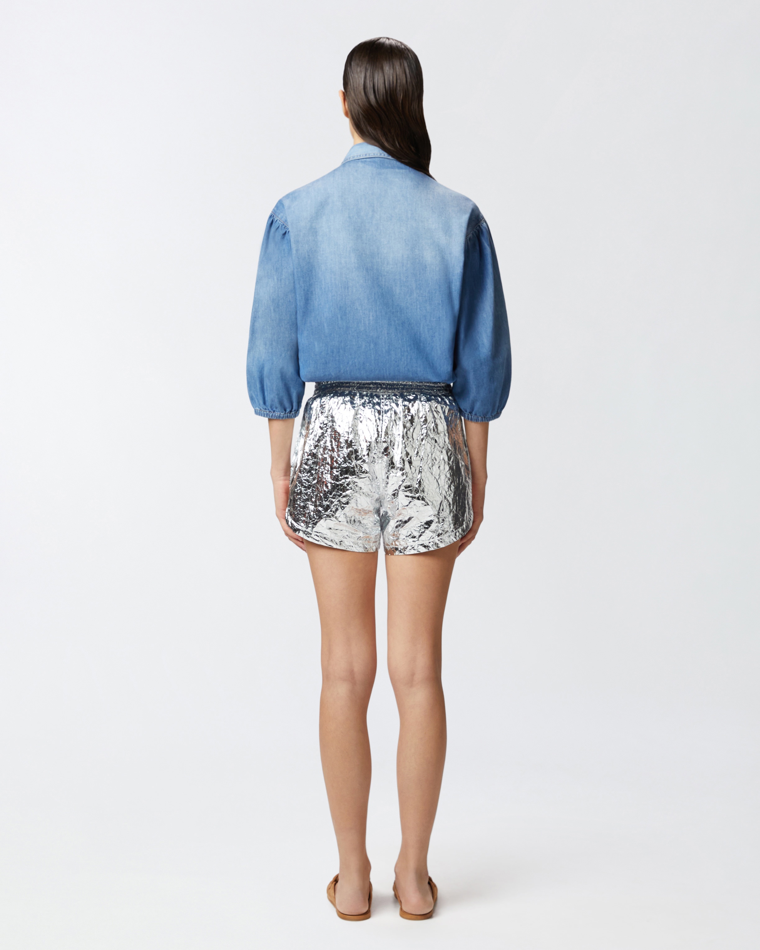 THREE-QUARTER SLEEVE DENIM SHIRT - 4