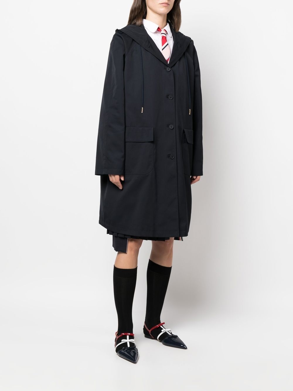 single-breasted hooded parka - 3