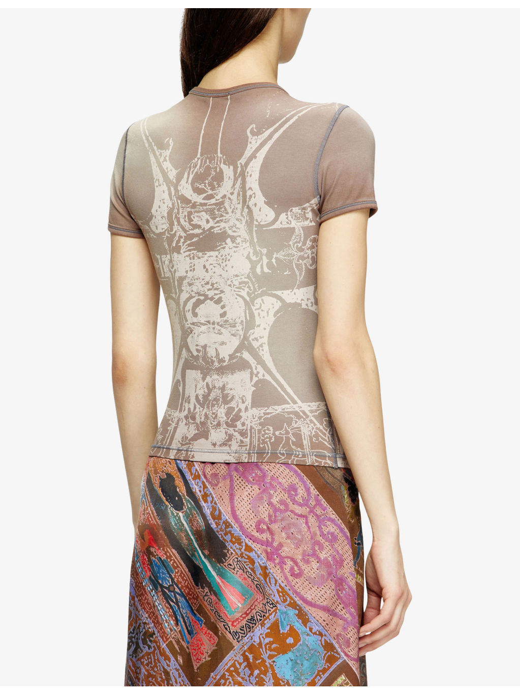 T-Uncuties-Long-R6 Abstract-Print Stretch-Cotton Jersey T-Shirt - 4