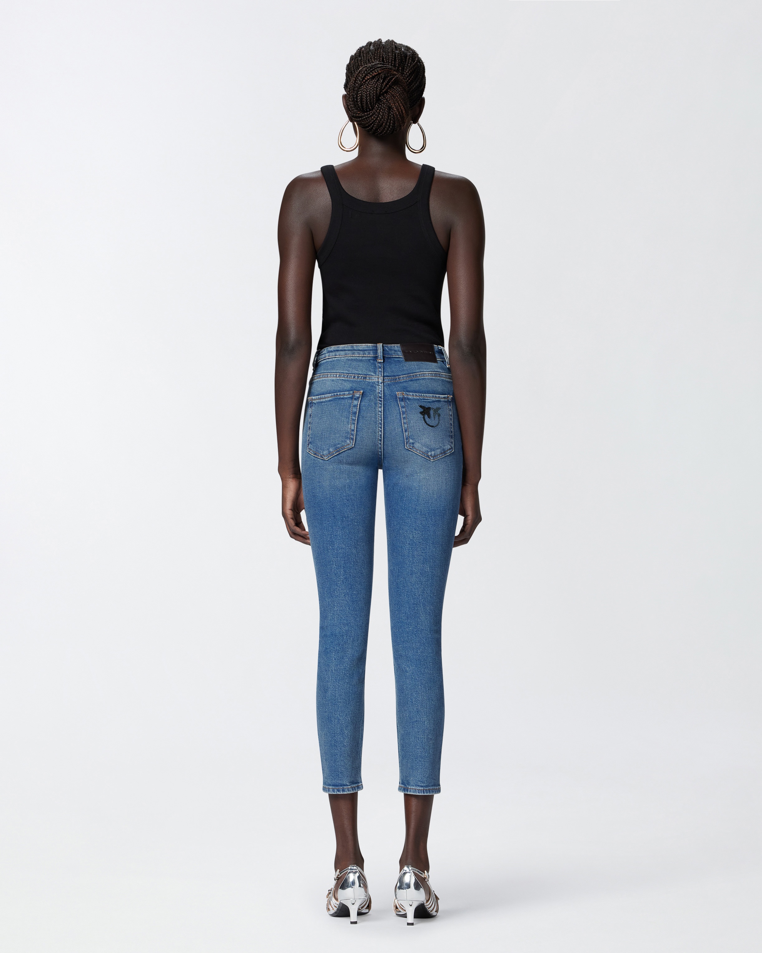 SKINNY ANKLE-LENGTH JEANS WITH RHINESTONE EMBROIDERY - 4