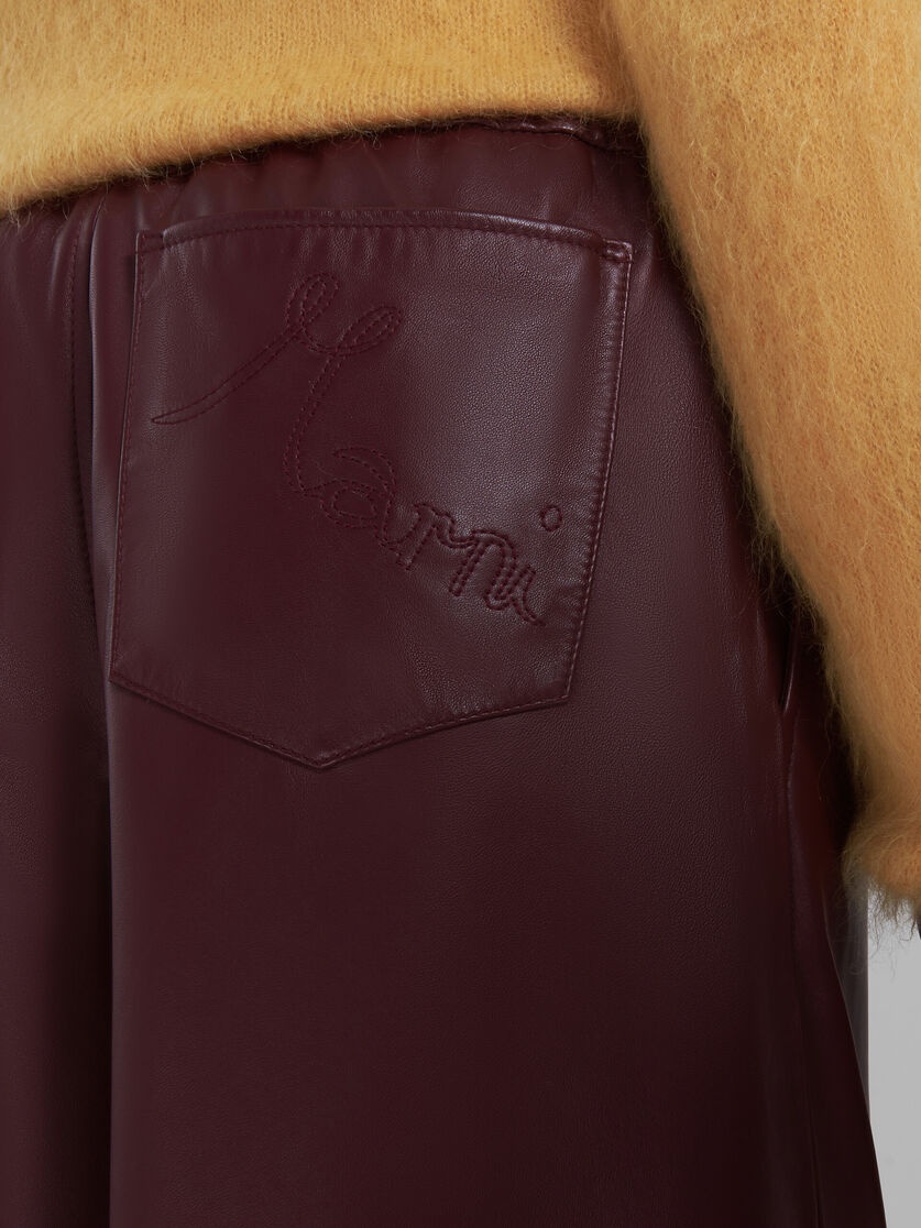 RED WIDE-LEG LEATHER TROUSERS - 4