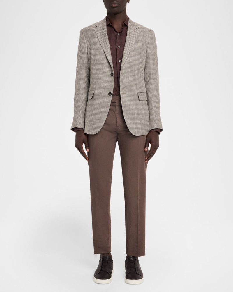 ZEGNA Men & apos;s Linen and Wool Check Single-Breasted Jacket outlook
