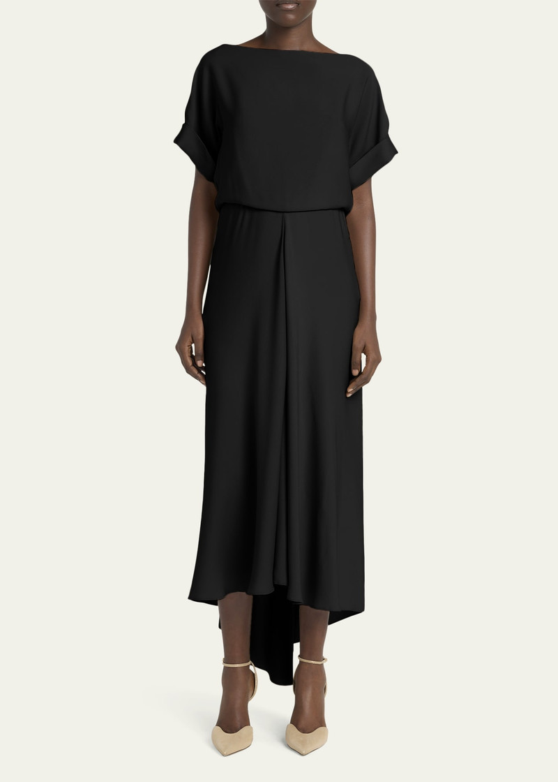 GIORGIO ARMANI High-Low Boatneck Silk Dress outlook