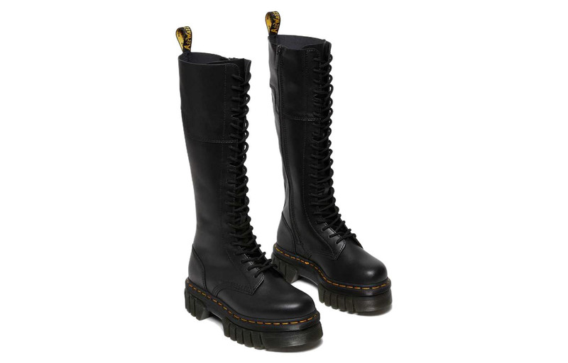 (WMNS) Dr.Martens Audrick 20-Eye Leather Knee High Platform Boots 'Black' 27953001 4