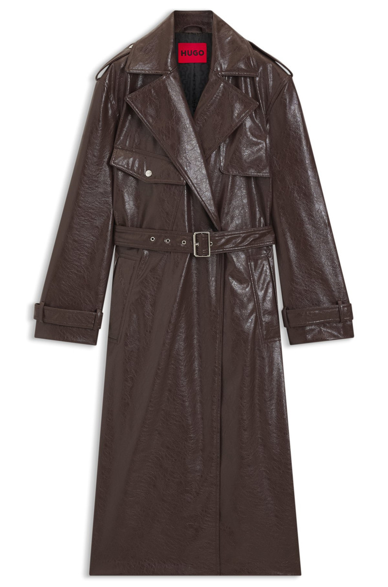 LONG-LENGTH RELAXED-FIT TRENCH COAT IN FAUX LEATHER 1
