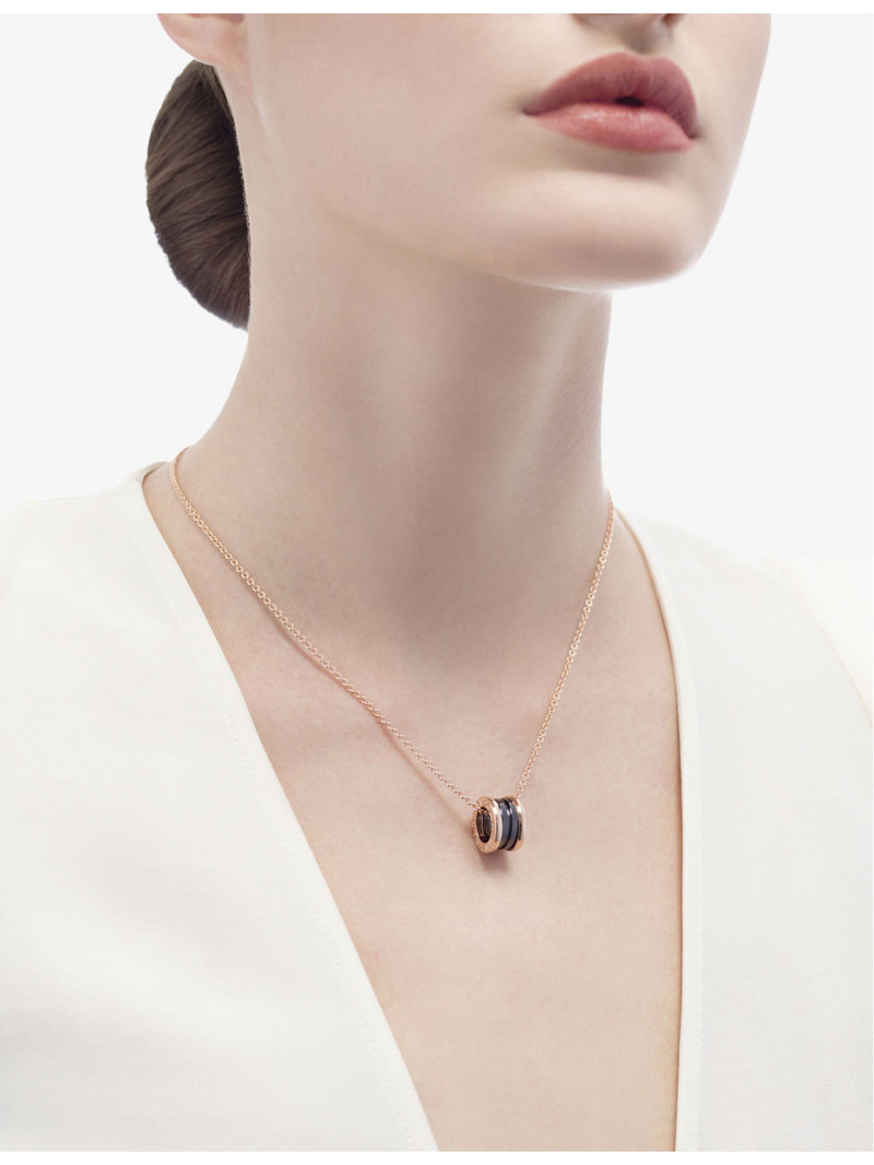 BVLGARI B.zero1 18ct rose-gold and ceramic pendant necklace outlook